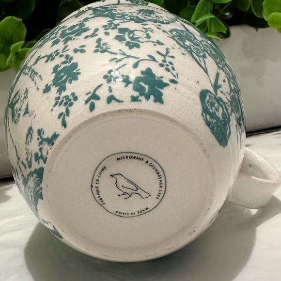 Anthropologie Homegrown Mug Monogram Initial S Blue Green Tea Cup - Picture 3 of 5